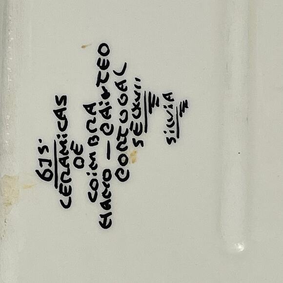 Ceramicas De Coimbra Portugal Hand Painted Rectangular Serving Tray Birds Floral - Picture 5 of 9